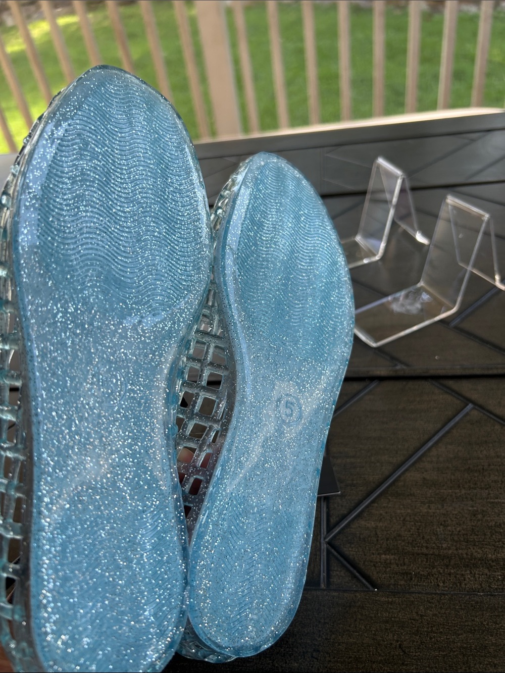 Madden NYC new sparkle jelly sandals pastel baby blue youth size 5 ladies 6.5-7 - Picture 7 of 7